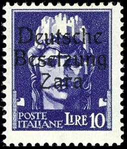 Zara 10 liras postal stamp with overprint in ... 