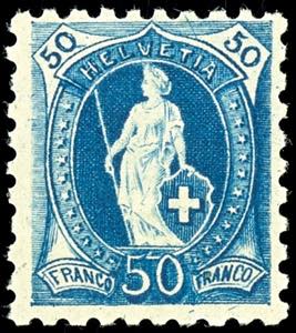 Switzerland 50 Rp blue, perforated 9 3 / 4: ... 