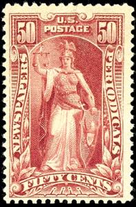 USA Newspaper Stamps 50 c. Carmine, unused, ... 