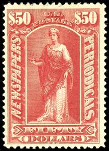 USA Newspaper Stamps 50 Dollar dark red, ... 