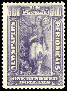 USA Newspaper Stamps 100 Dollar violet, ... 