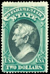 Official Stamps 1873 STATE, 2 Dollar green / ... 