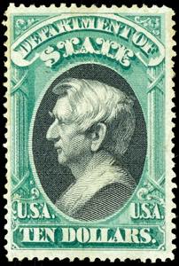 Dienstmarken 1873 STATE, 10 Dollar ... 