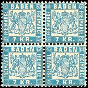 Baden 7 Kreuzer hellblau, farbfrischer und ... 