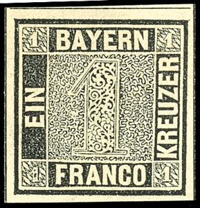 Bayern 1 Kreuzer schwarz Platte 1, ... 