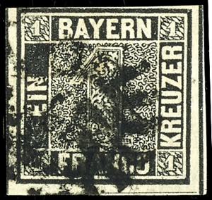 Bayern 1 Kreuzer schwarz, Platte I, ... 