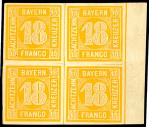 Bavaria 18 kreuzer yellow orange, block of ... 
