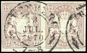 Bavaria 12 Kr. Lilac, horizontal pair, large ... 