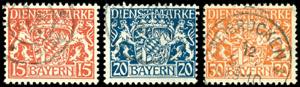 Bavaria Official Stamps 30, 15 and 20 Pf ... 