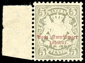 Bavaria Postage Due Stamps 5 Pf in perfect ... 
