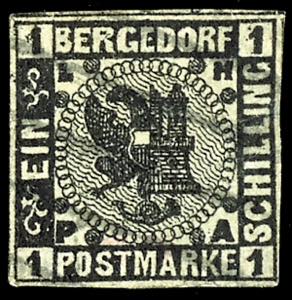 Bergedorf 1 Shilling in cold print, tied by ... 