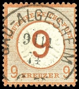 German Reich 9 on 9 Kr. Brown with centered ... 
