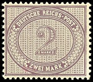 German Reich 2 Mark numeral, violet purple, ... 