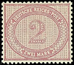 German Reich 2 Mark dark red crimson, in ... 