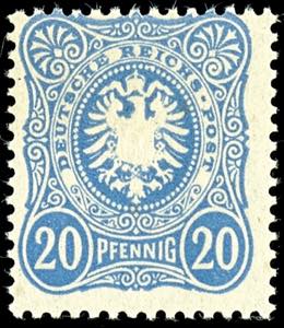 German Reich 20 Pfg lively cobalt, early ... 