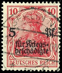 German Reich 10+5 Pfg war victim red, used, ... 