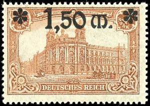 German Reich 1.50 Mark on 1 Mark Reichspost ... 