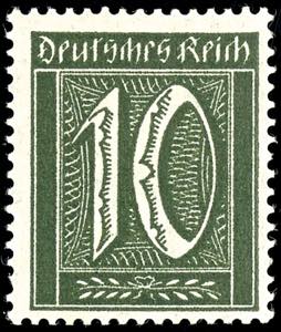German Reich 10 Pfg numeral black olive, ... 