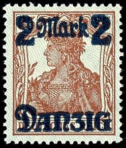 Danzig 2 Mark on 35 Pfg Germania, light ... 