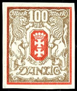 Danzig 100 Mark large national coat of arms, ... 