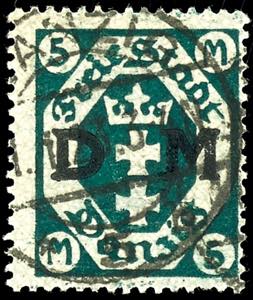 Official Stamps Danzig 5 Mark national coat ... 
