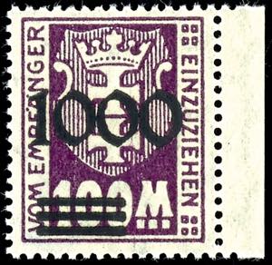 Postage Due Stamps Danzig 1000 on 100 M. ... 