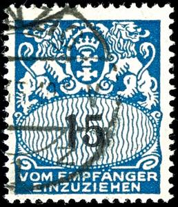 Postage Due Stamps Danzig 15 Pfg large ... 