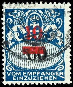 Postage Due Stamps Danzig 10 on 60 Pfg large ... 