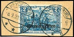 Memel 2 Mark German Reich with overprint ... 