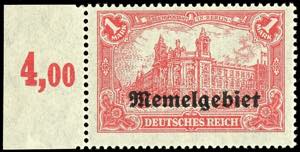 Memel 1 Mark German Reich with overprint ... 