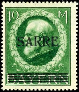 Saar 10 Mark Bavaria with overprint ... 