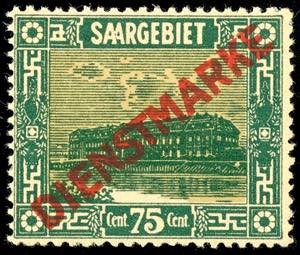 Official Stamps Saar 75 C with plate flaw VI ... 