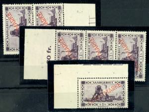 Official Stamps Saar 1 Fr with plate flaw ... 