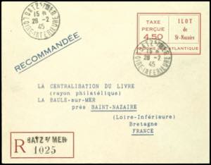 St. Nazaire 4, 50 Fr. Red / grey postal ... 