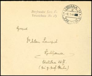 Laibach 8.1.1944, barfrankierter Brief mit ... 