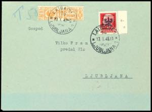 Ljubljana 75 C. Postal stamp in mixed ... 