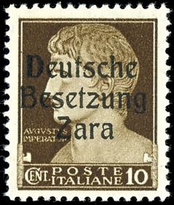 Zara 10 cent postal stamp, overprint in rare ... 