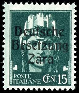 Zara 15 cent postal stamp, overprint in rare ... 