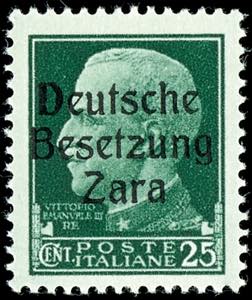 Zara 25 cent postal stamp, overprint in rare ... 