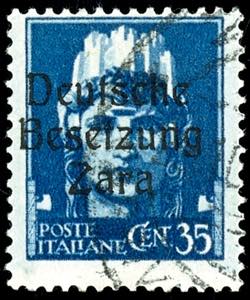 Zara 35 cent postal stamp with overprint ... 