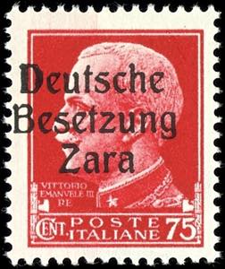 Zara 75 cent postal stamp, overprint in rare ... 
