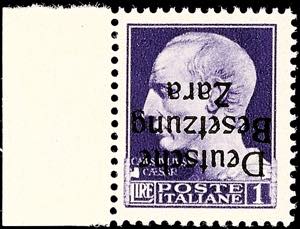 Zara 1 liras postal stamp with three line ... 
