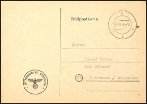 Field Post Letters WW II 1944, fortress St. ... 
