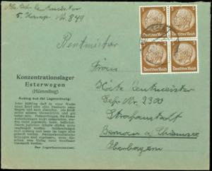 KZ-Post Esterwegen, Vordruckbrief mit ... 