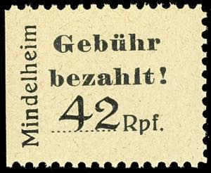 Mindelheim 42 Pf in type An on gray paper in ... 