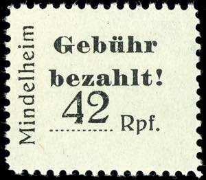 Mindelheim 42 Pf in type B on white paper in ... 