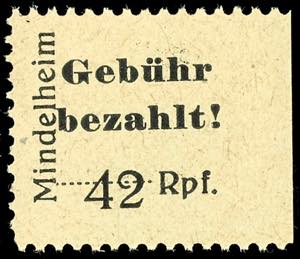 Mindelheim 42 Pf in type C on gray paper, ... 