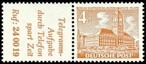 Se-tenants Berlin buildings 1952, R5+4 Pfg, ... 