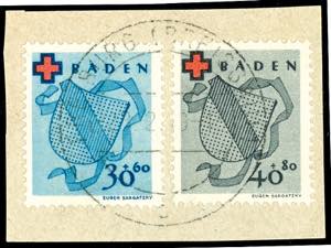 Baden 10 - 40 Pfg. Red Cross, used ... 