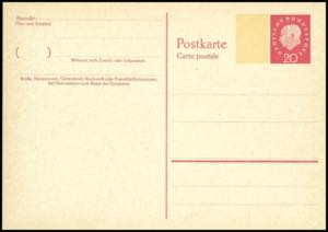 Federation Postal Stationary 20 Pfg. Heuss, ... 